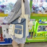 设计感小众ins超火帆布包大学生上课包女百搭可爱萌单肩包斜挎包