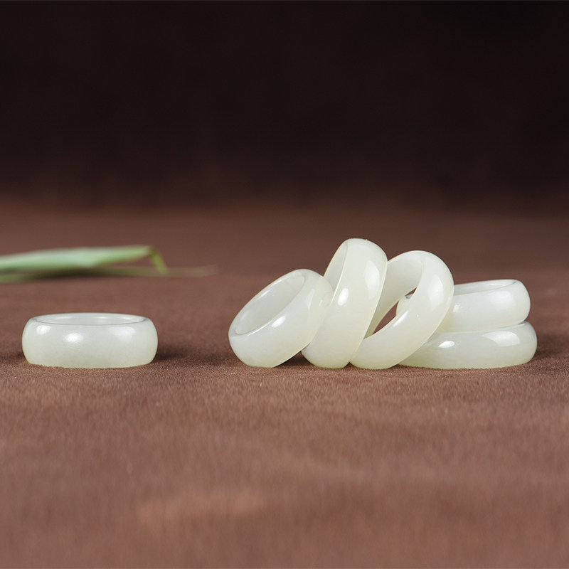 天然男士女款情侣尾戒冷淡风和田玉 玉赐平安戒指/指环