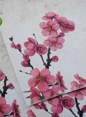 押花收纳袋复古中国风信封竖款梅花荷花图叶脉书签干花材料包装