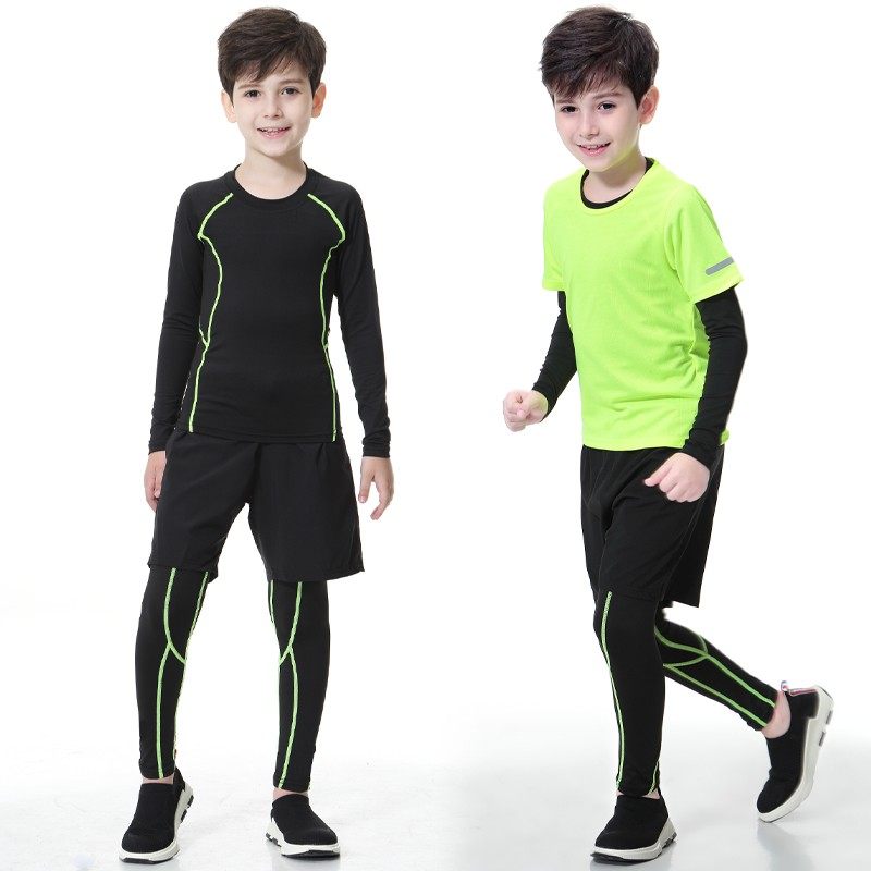 儿童紧身衣男童篮球足球打底训练服 运动马健身衣