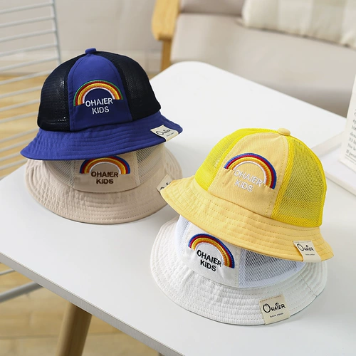 Детская летняя кепка подходит для мужчин и женщин, тонкая солнцезащитная шляпа, радужная детская шапочка на солнечной энергии, защита от солнца, в корейском стиле