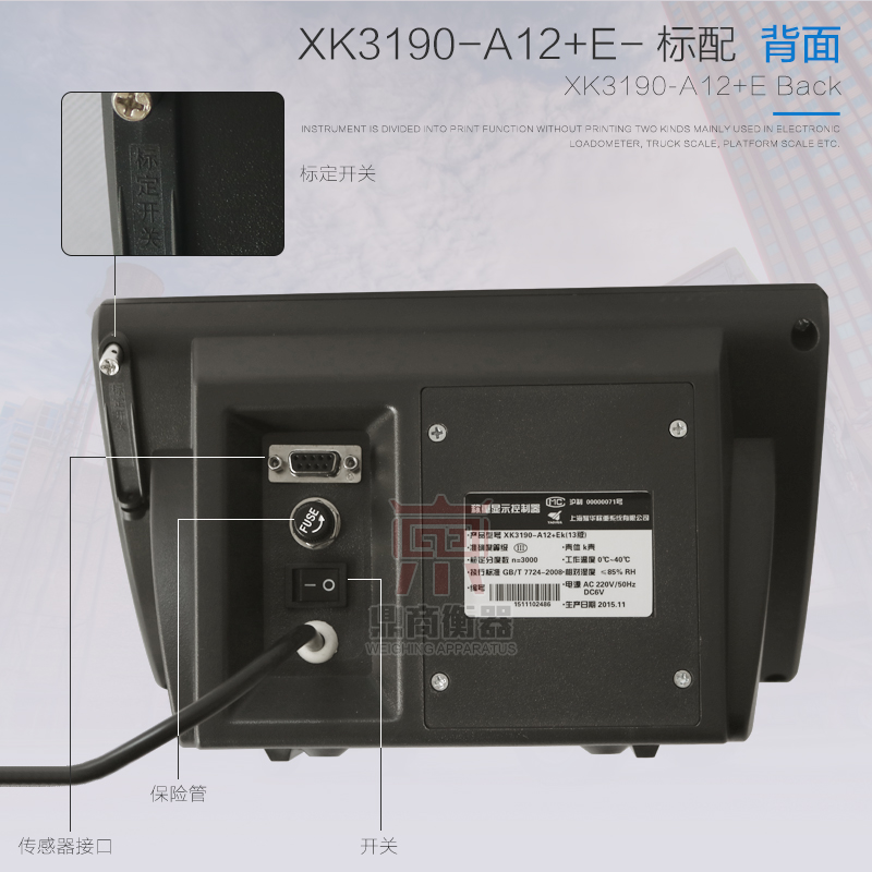 耀华XK3190-A12仪表电子平台秤小地磅显示器台秤畜牧秤地磅A12+E - 图2