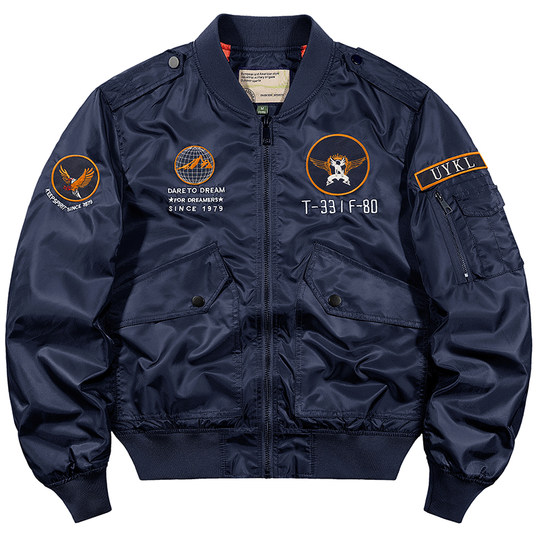 户外运动冲锋衣夹克大码宽松男外套秋季多袋工装棒球领飞行员茄克