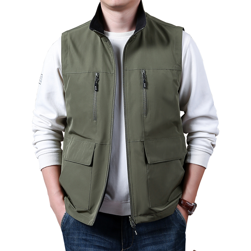 冬季两面穿宽松马甲男多袋工装户外穿钓鱼摄影加绒背心秋冬男外套 - 图3