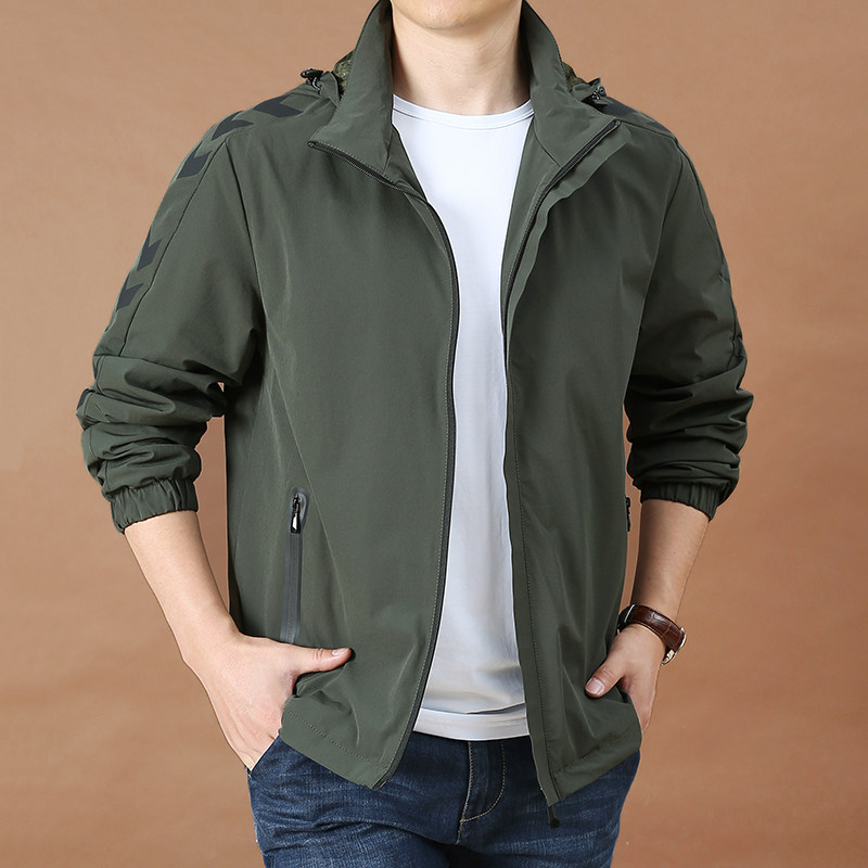 吉普盾男装休闲纯色男士春秋季夹克 能天服饰夹克