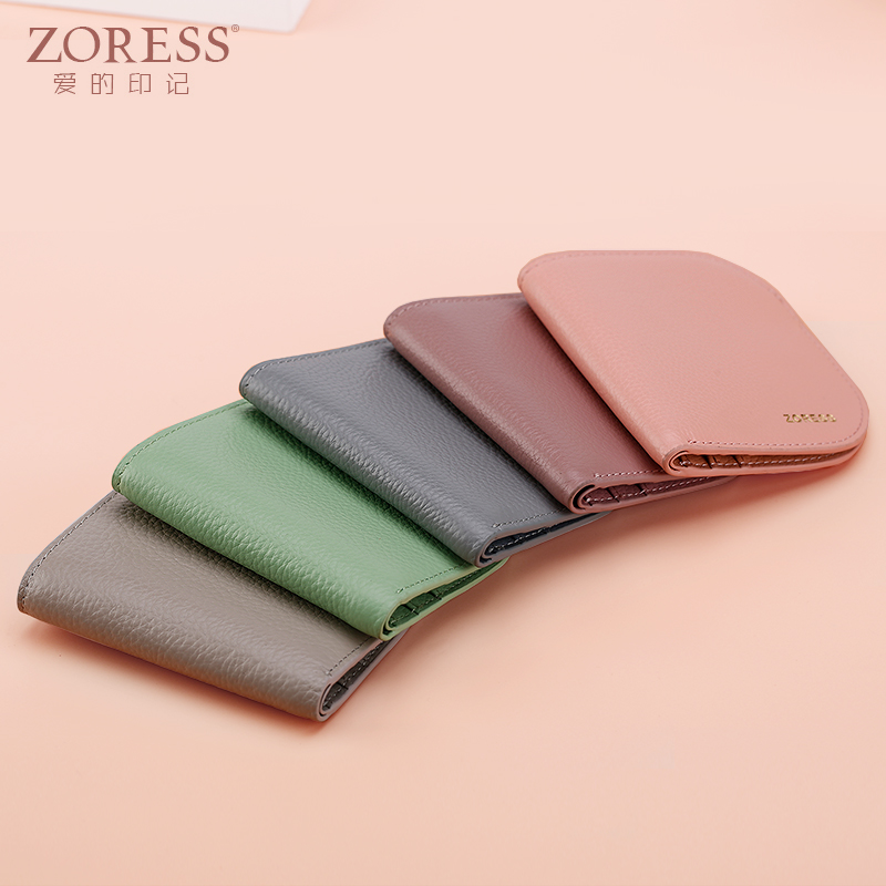超薄女式短款小折叠薄款牛皮钱夹 zoress钱包