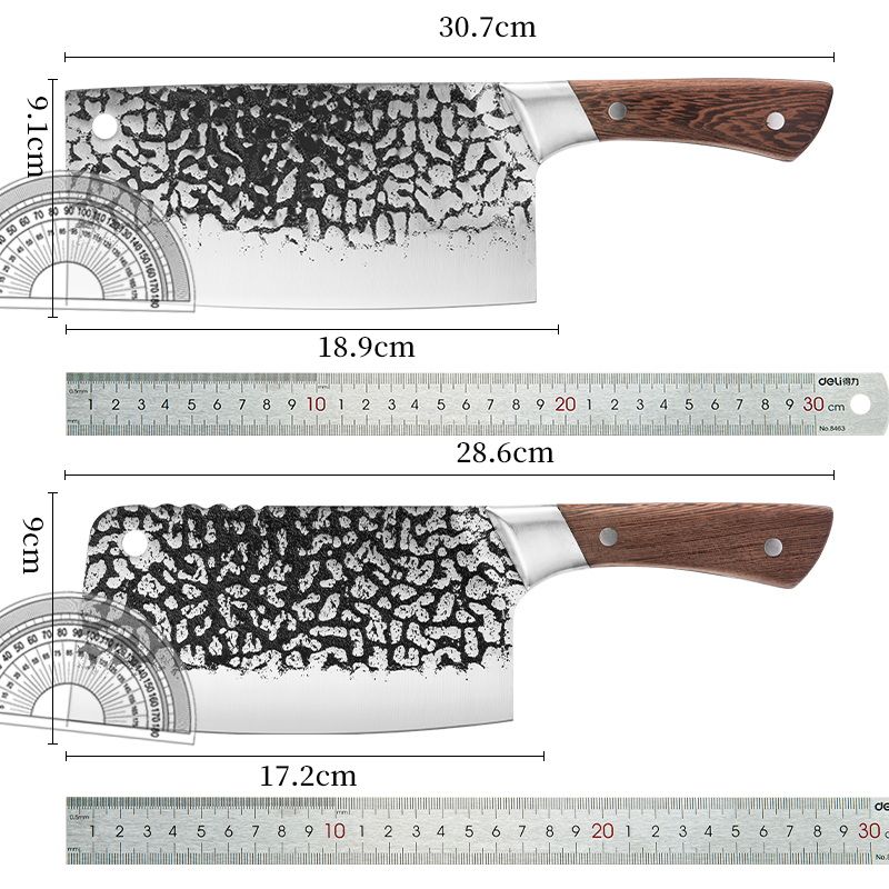 锻打菜刀纯手工切菜刀家用斩骨刀厨房切片砍骨刀锋利厨师专用刀具 - 图3