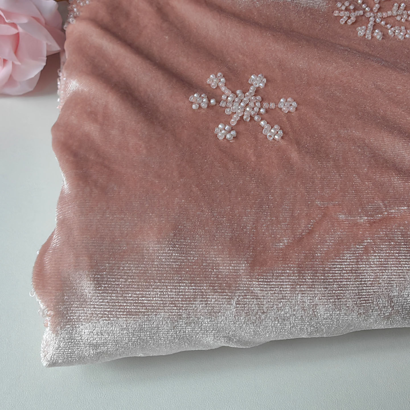 原创高档金丝绒钉珠雪花布料弹力韩国绒礼服面料手工重磅旗袍服装,淘宝优惠券,粉丝福利购,淘宝优惠卷