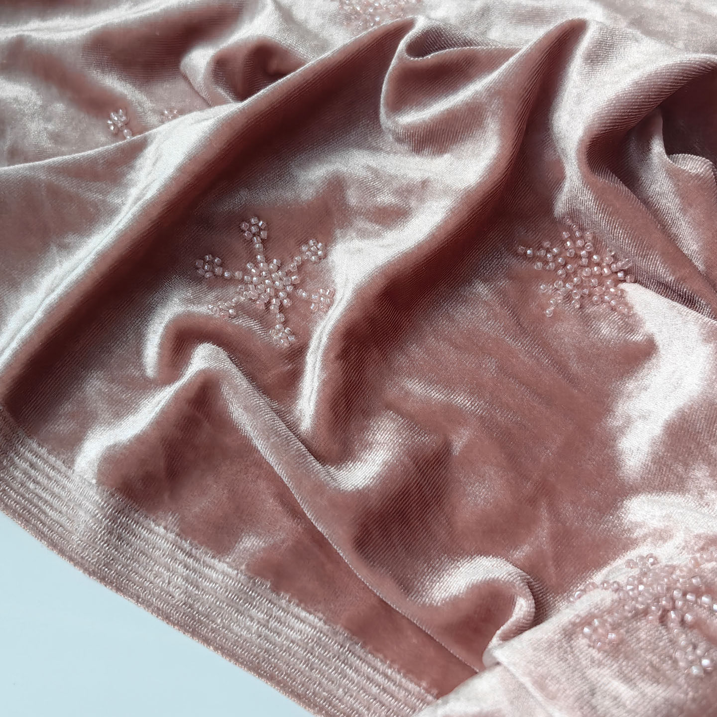 原创高档金丝绒钉珠雪花布料弹力韩国绒礼服面料手工重磅旗袍服装,淘宝优惠券,粉丝福利购,淘宝优惠卷