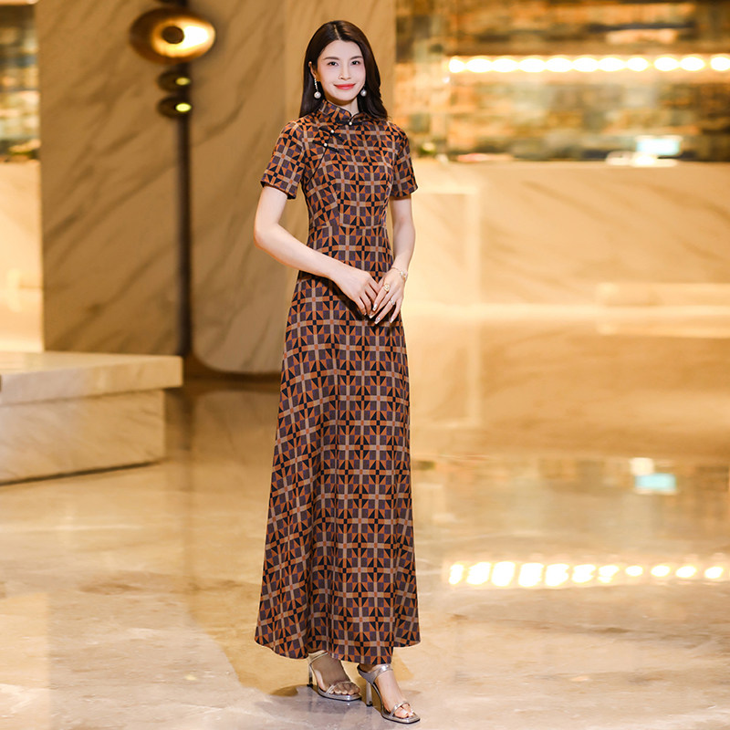 新中式国风连衣裙改良旗袍女夏季2026新款奢华气质收腰超长裙1978