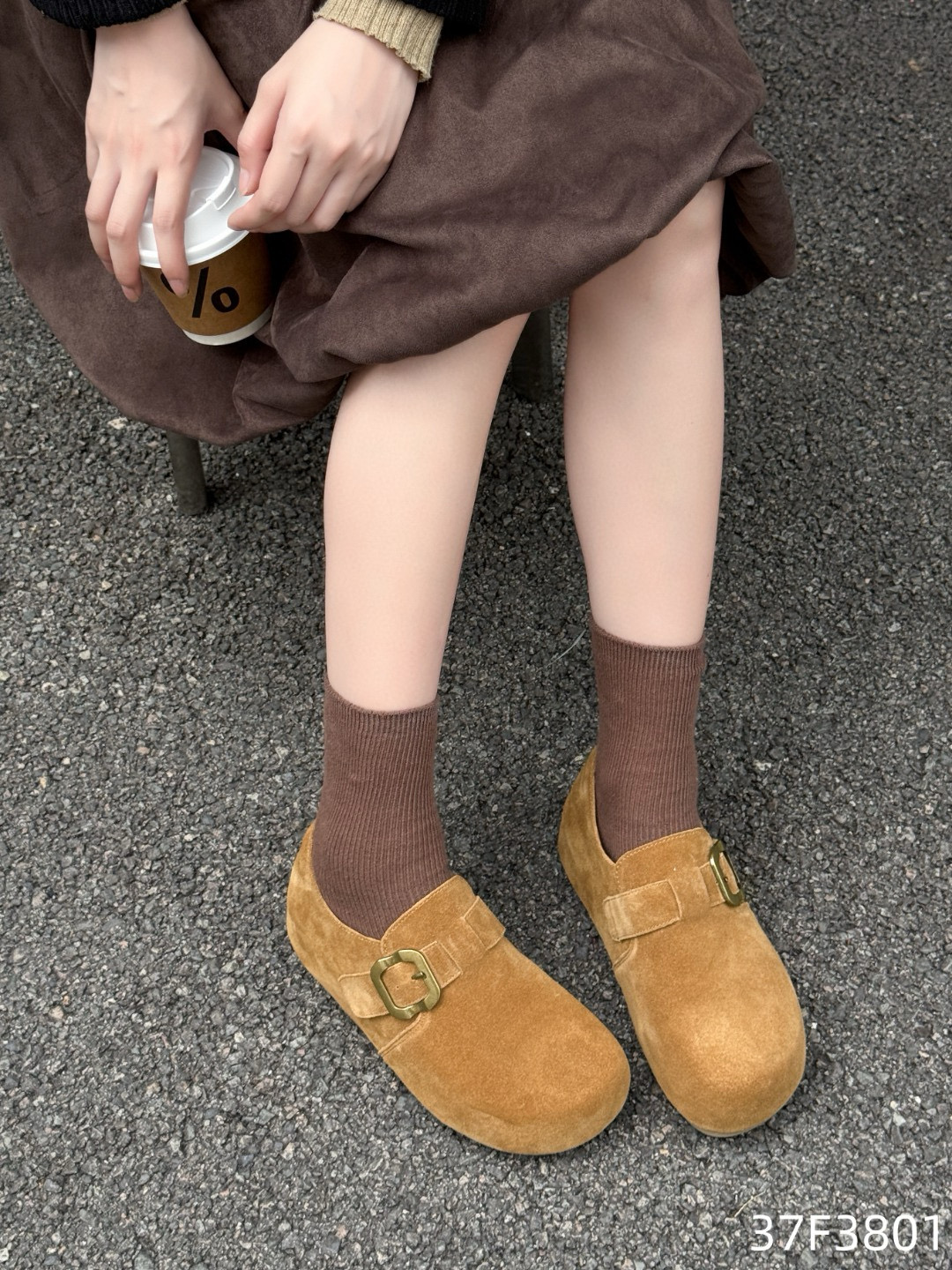 欧洲站2025秋真皮内增高勃肯鞋吐司鞋泡芙鞋圆头休闲舒适女鞋3801 - 图2