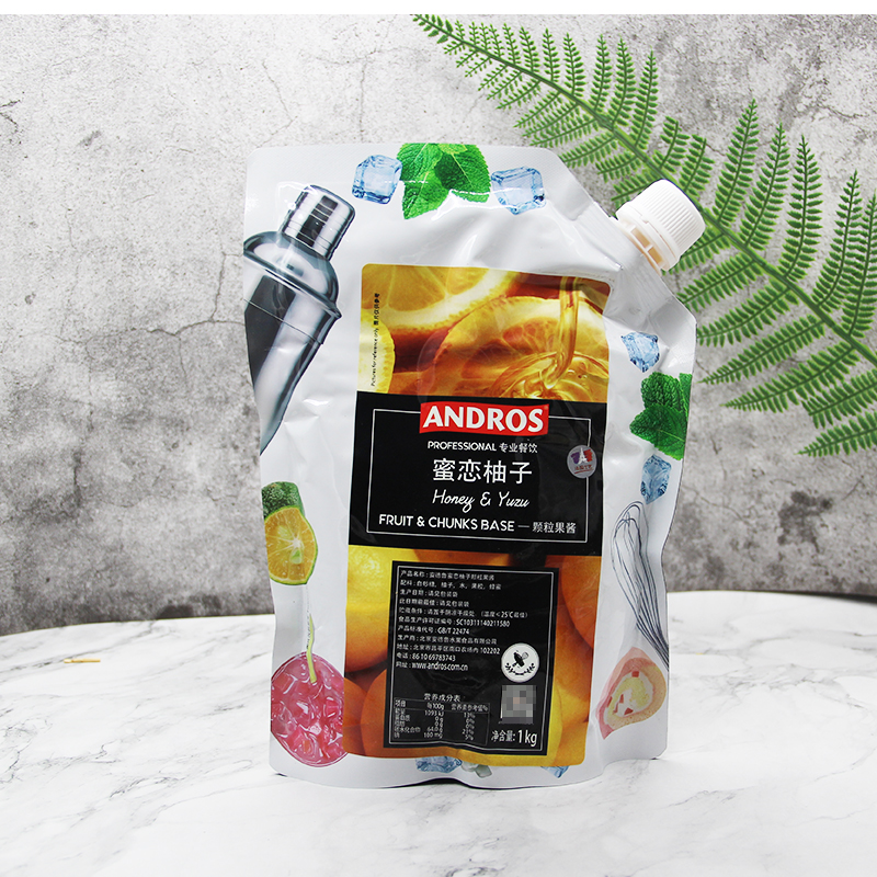 Andros安德鲁蜜恋柚子颗粒果酱 柚子条酱粒酱1kg 烘焙饮品颗粒酱 - 图1