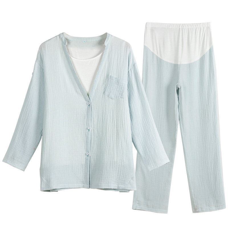 孕妇半袖棉纱妈妈夏季透气哺乳衣 荷初母婴家居服套装