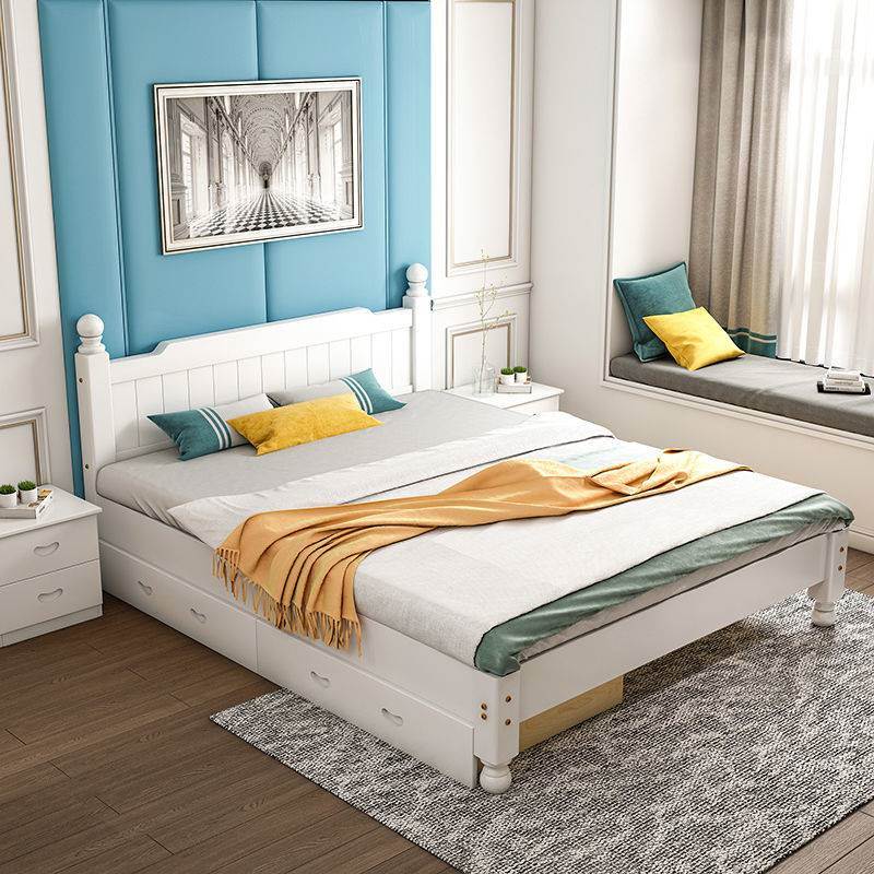 Gsz135cm宽的床实木床现代简约1.8米双人床白色1.5米单人床1米经-图0