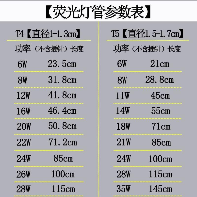 T4T5灯管老式光管三基色家用卫生间镜前灯小细日光灯长条荧光灯管