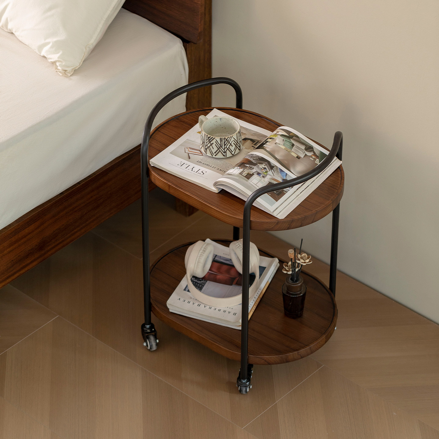 黑胡桃木实木小户型沙发边几茶几可移动客厅轻奢卧室床头2025新款,淘宝优惠券,粉丝福利购,淘宝优惠卷