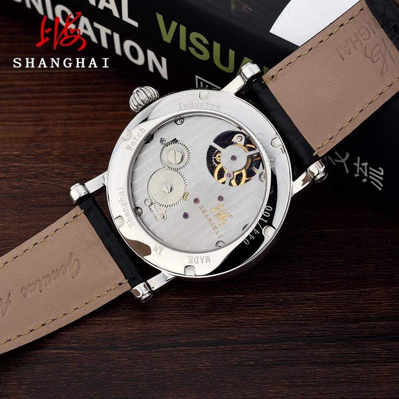 上海牌陀飞轮机械表男表精钢商务休闲鳄鱼皮国产陀飞轮正品018