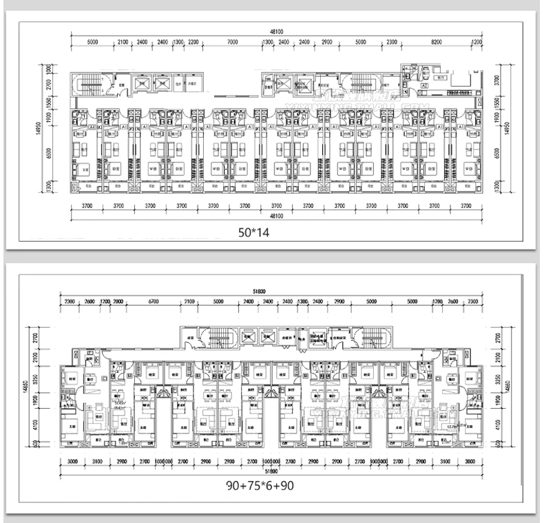 公寓CAD图库建筑户型图集住宅平层施工图纸平面图标准房型参考 - 图2