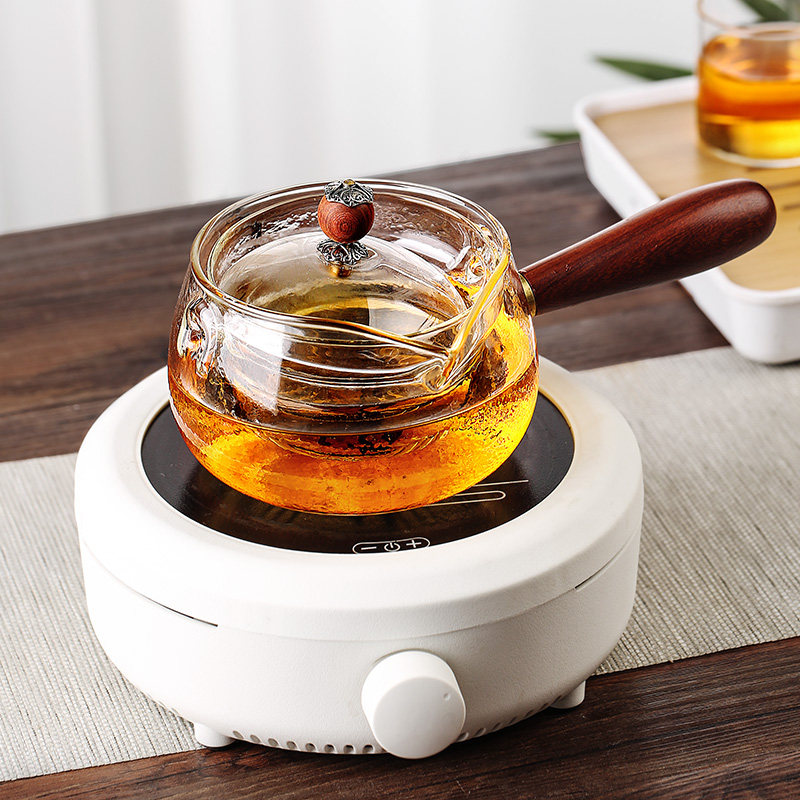 逍遥旋转玻璃侧把泡茶壶家用煮茶器 光米家居茶壶