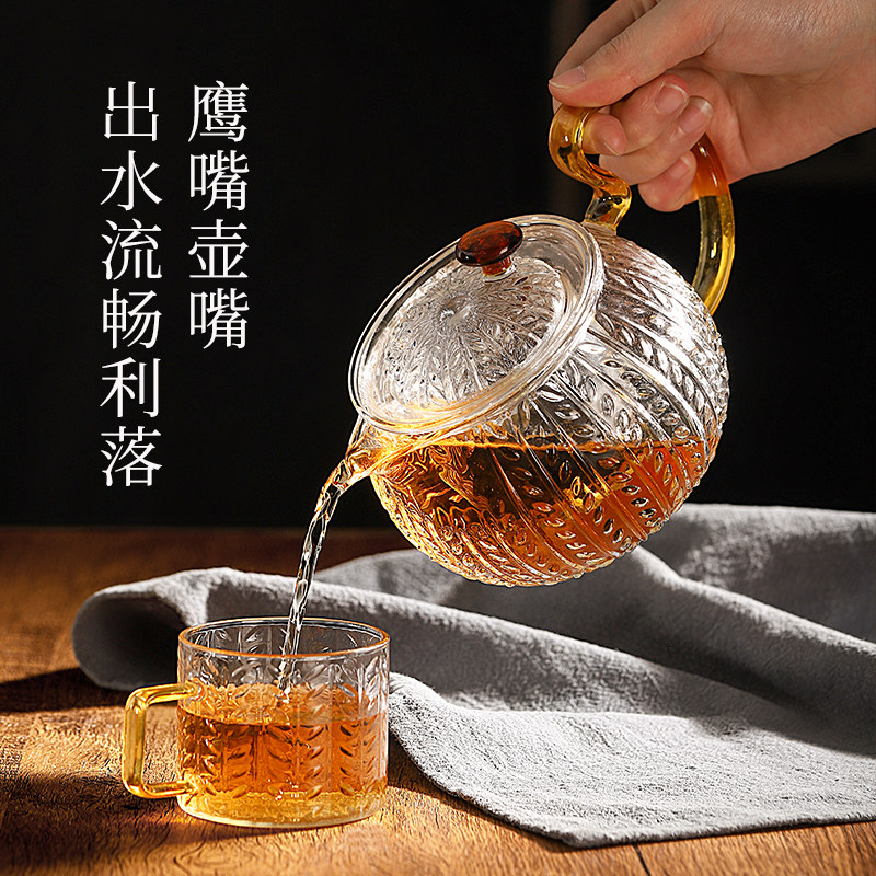 光一茶水分离泡茶壶煮茶壶玻璃泡茶 光米家居茶壶
