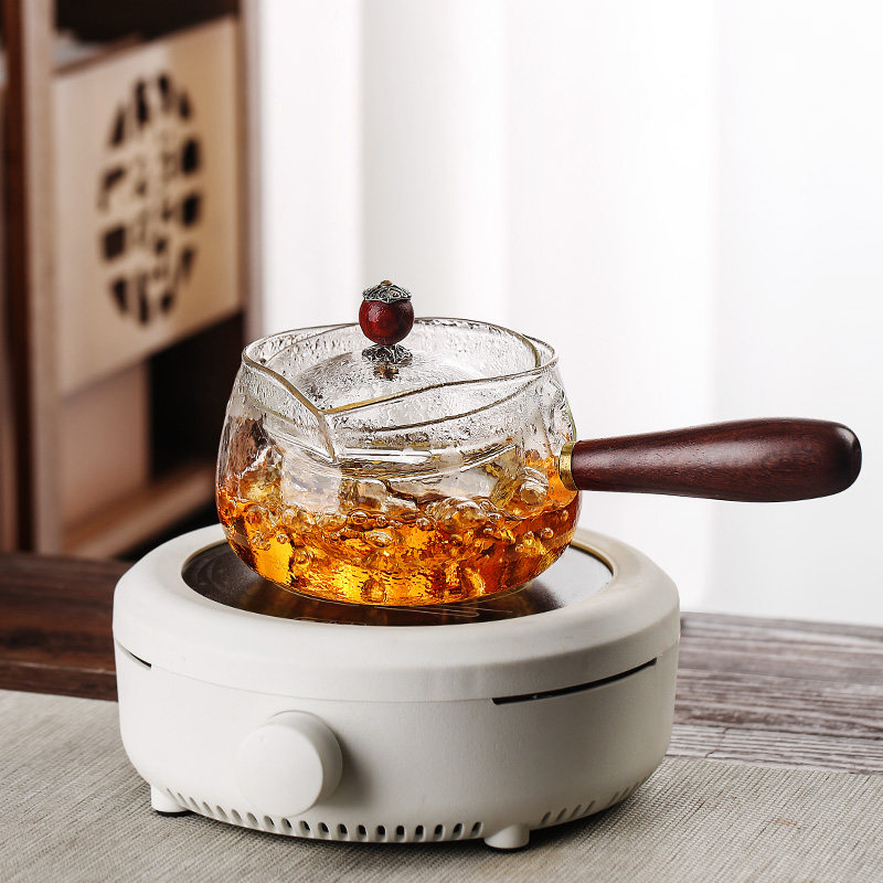 逍遥旋转玻璃侧把泡茶壶家用煮茶器 光米家居茶壶