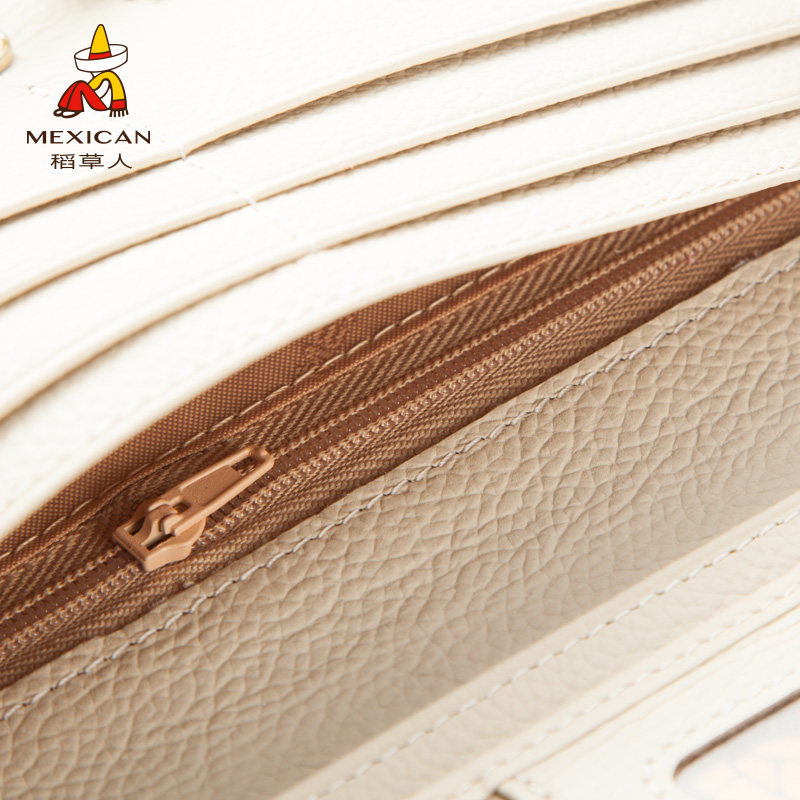 稻草人牛皮长款拉链大容量2019钱包 mexican德林坊钱包