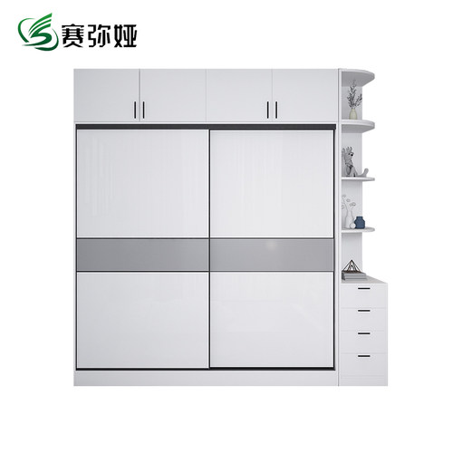 实木多层板推拉门衣柜家用卧室储物柜现代简约出租房移滑门大衣橱 - 图3