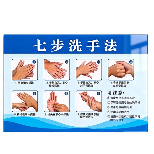 亚克力七步洗手法医护卫生标准标识牌 正确洗手流程幼儿园墙贴画 - 图3