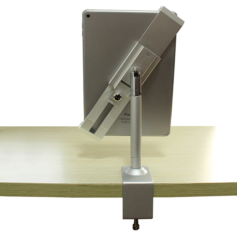平板电脑支架带锁防盗ipad点餐通用金属台面商场收银展示支撑托架夹桌面方管 - 图1