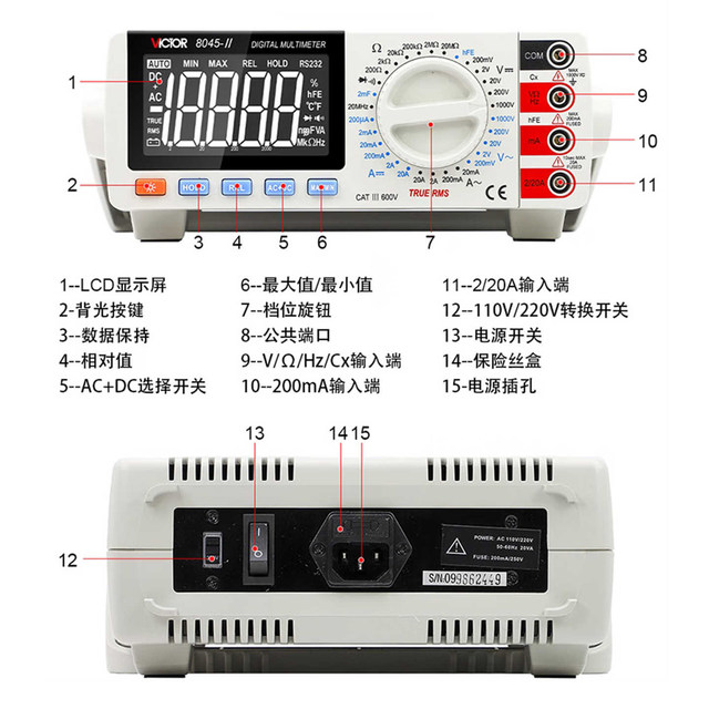 Victory vc8246ab desktop six and a half digit multimeter