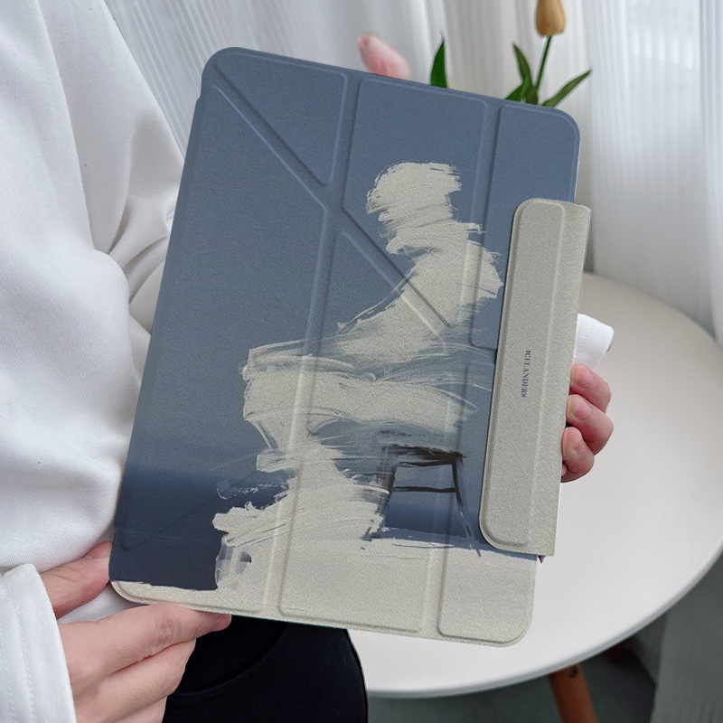 【3+Y折无笔槽带搭扣】艺术ins华为matepad11.5s适用ipadair7保护套小米平板8pro壳oppo5vivo4透明6iqoo12.2 - 图3