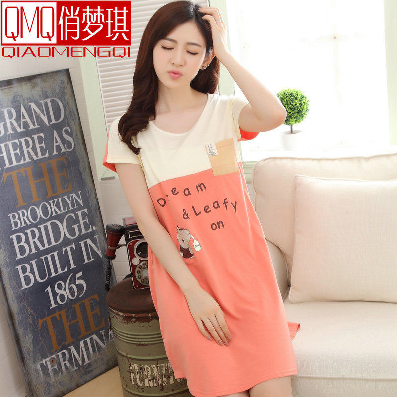 可爱睡裙夏季纯棉短袖宽松全棉睡衣 俏梦琪睡裙