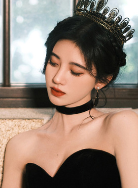 鞠婧祎同款锁骨链女黑色丝绒项圈颈链脖子配饰choker加宽颈带脖圈