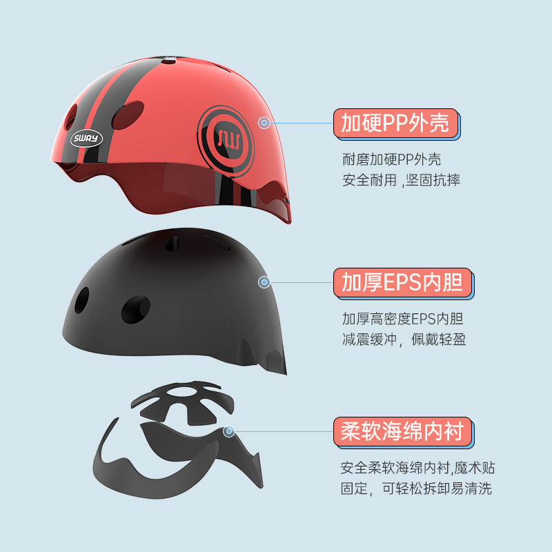 轮滑护具儿童头盔骑行男孩滑板护膝 sway斯威运动护具