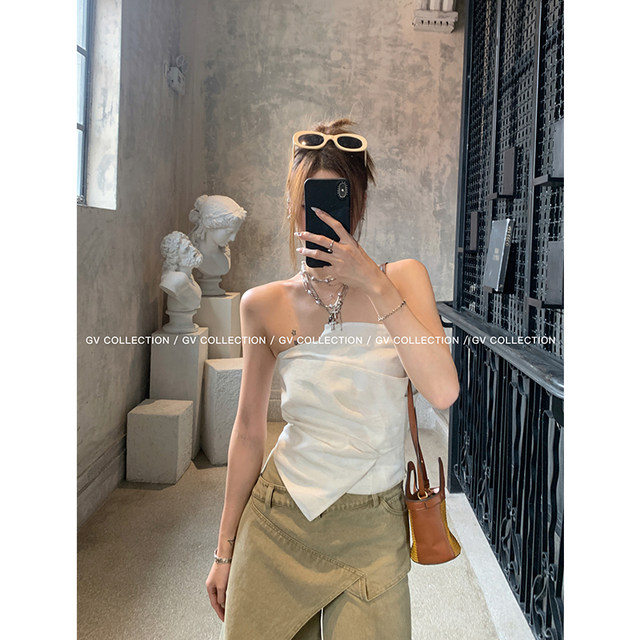 GV Dabaige designer private clothing design double-layer three-dimensional structure irregular tube top one-line top for women