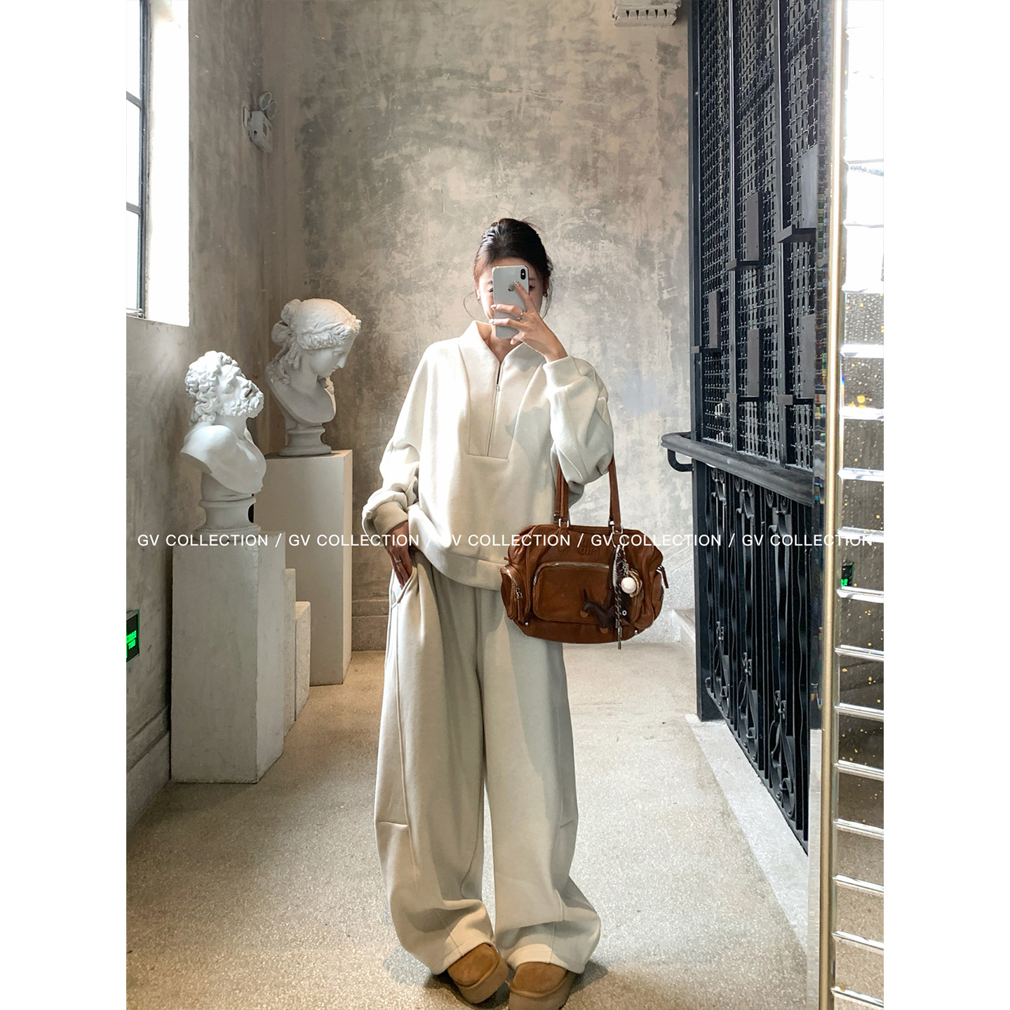 GV大白哥 暖绒懒人派 加绒加厚休闲上衣阔腿裤套装秋冬新款女,淘宝优惠券,粉丝福利购,淘宝优惠卷