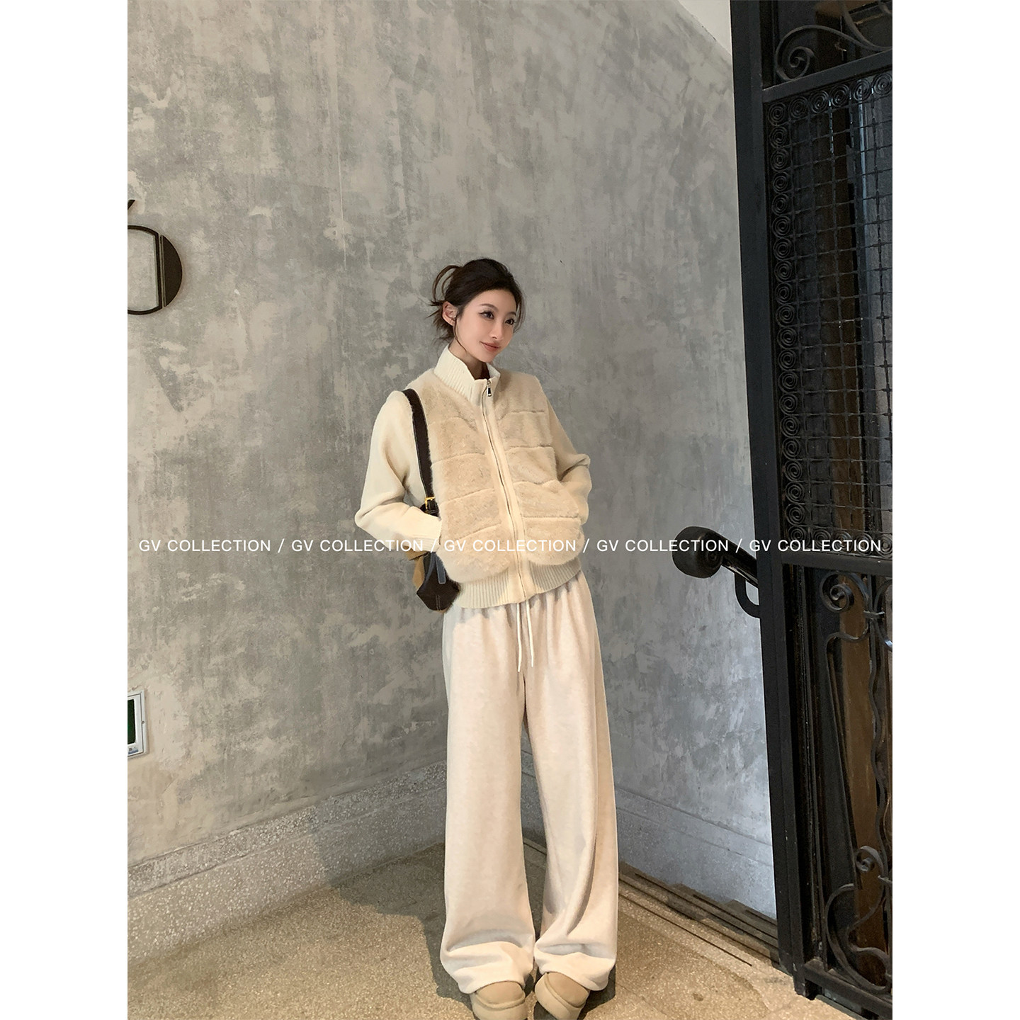 GV大白哥  长绒暖冬裤  加厚绒复合直筒抽绳卫裤秋冬新款裤子女,淘宝优惠券,粉丝福利购,淘宝优惠卷