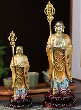 佛香天逸 彩铜地藏王菩萨站像地藏菩萨佛像铜像家居佛堂装饰摆件