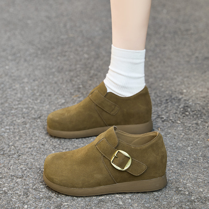 真皮超火厚底勃肯鞋女豆豆鞋2026春季新款休闲单鞋内增高潮乐福鞋,淘宝优惠券,粉丝福利购,淘宝优惠卷