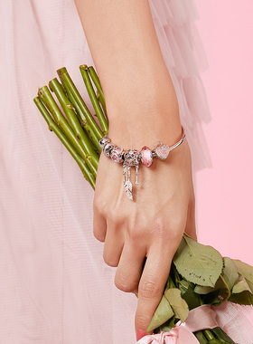 捕梦网粉色串饰琉璃情人节款手镯