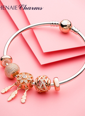 玫瑰金锁扣轻奢简约潘家同款手镯