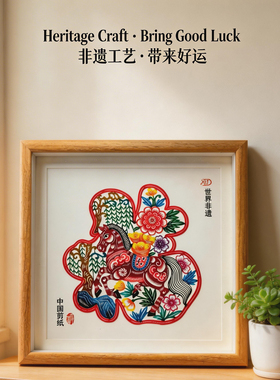 彩色十二生肖福装饰画相框送老外