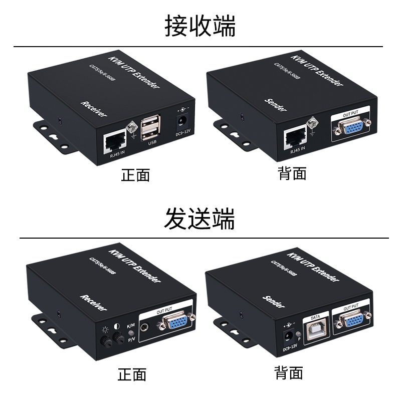 高清VGA KVM 网络网线延长器VGA转RJ45 带USB键盘鼠标延长放大传输100米200米300米 环路输出 监控录像机画面 - 图3