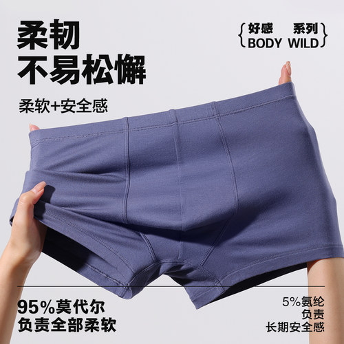 【2件装】男士莫代尔内裤四角柔软爱慕内衣短裤男|BODY WILD - 图1