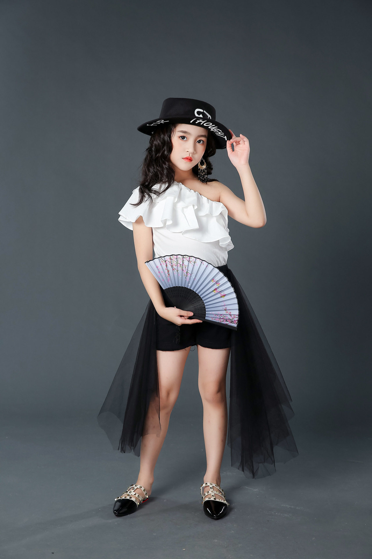 女童霸气服装套装走秀潮服儿童模特t台表演时尚车模时装影楼拍照