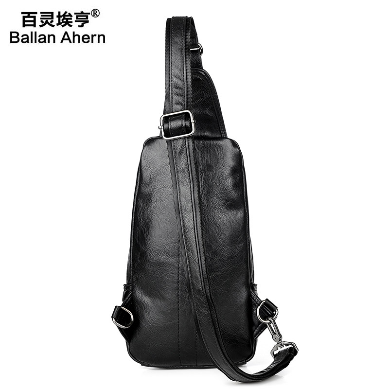 新款休闲胸包皮质男士运动小包包 百灵埃亨男士包袋