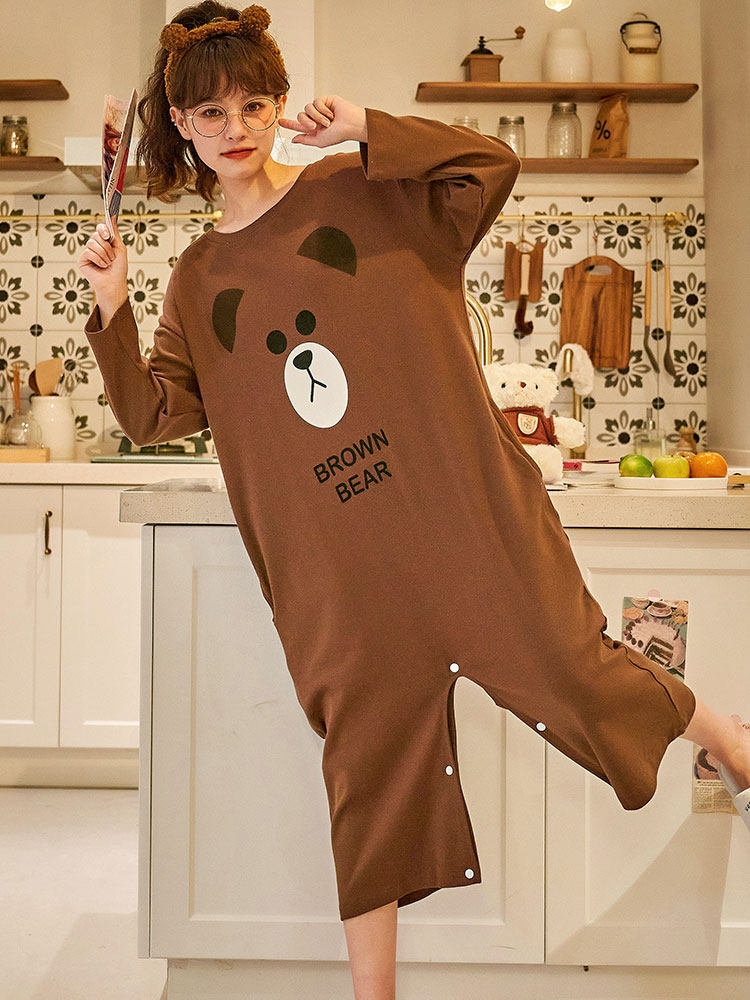 连体睡衣女春秋款纯棉长袖可爱 南极人梓鹏睡衣/家居服套装