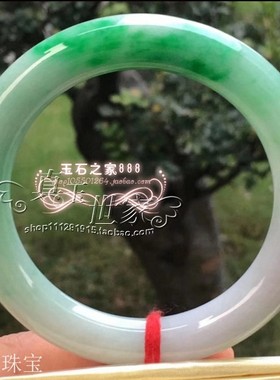 翡翠色圆条绿色手镯帝王绿飘花紫罗兰色女士简约百搭手镯