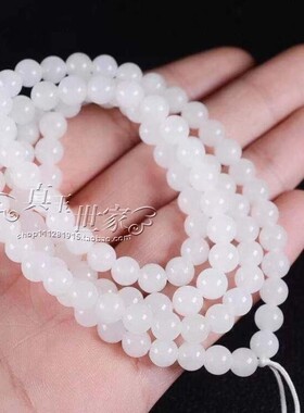 和田色玉白色玉108项链玉石挂绳女款挂件绳黄沁皮项链吊坠配饰