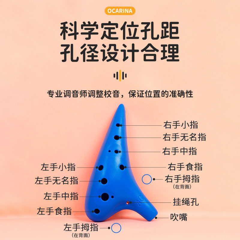 学生入门级12孔中音AC树脂陶笛初学级免费刻字乐器防耐摔c调 - 图2